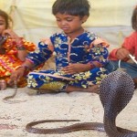 Indiankids playing with snake