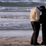 Palestinian couple on a beach