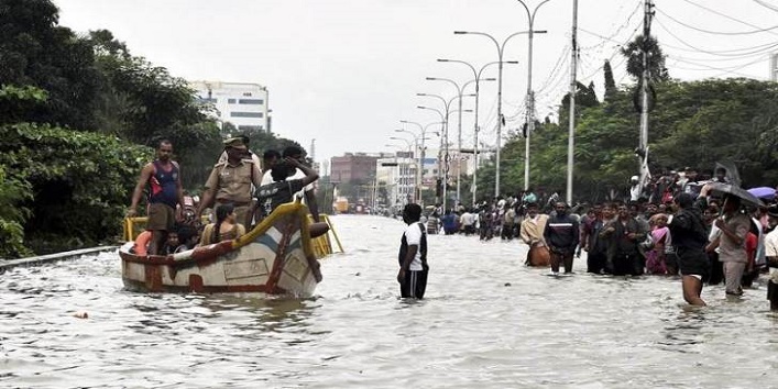 A special boat is being used to help the flood victims in Tamil Nadu