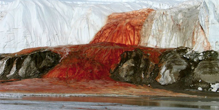 Image result for अंटार्कटिका से निकलने वाले एक ग्लेशियर को खूनी झरना