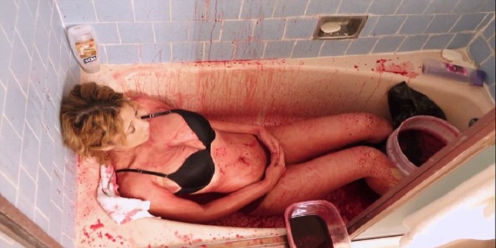 model takes a bath with pig blood1