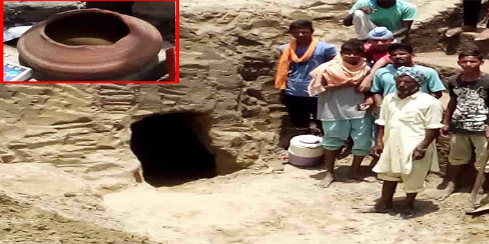 tunnel found on excavation a water pot found inside