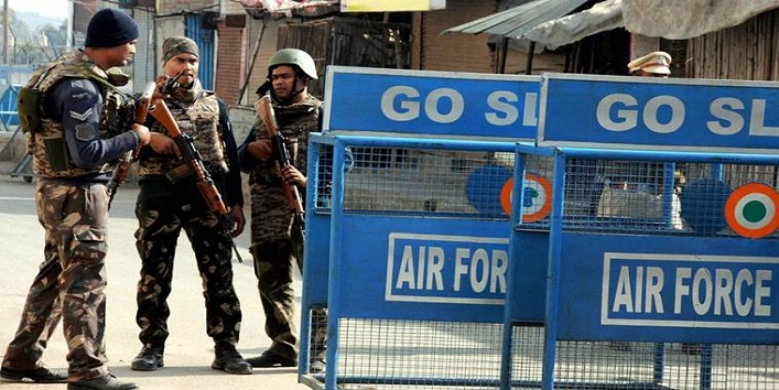 Pathankot: Security beefed up at Pathankot Air Force base during the visit of PM Narendra Modi on Saturday following a recent attack by terrorists on the base. PTI Photo (PTI1_9_2016_000164B)