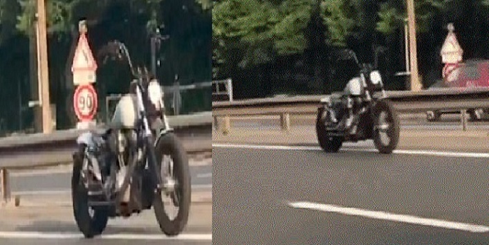 This motorbike driver met an accident but bike in still running mode