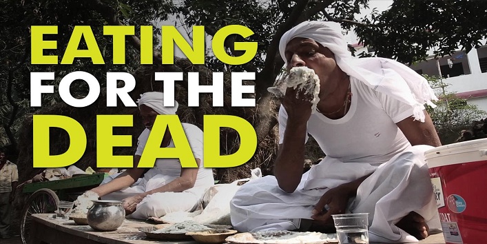 This video showing eating for the dead bu jaga bhramins