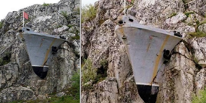 this ship emerges out of the mountains cover