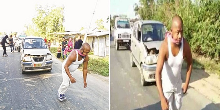 This amazing Indian wrestler can pull 2 cars a time with his teeth cover