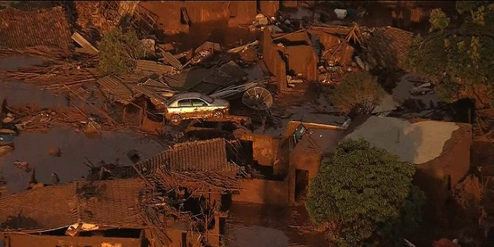 ब्राजील के दक्षिण-पूर्वी मिनास गेराइम में टूटा बांध