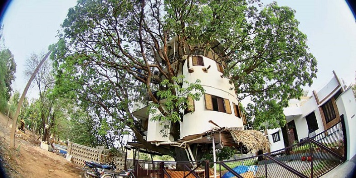 इस इंजीनियर ने बना डाला पेड़ पर 4 मंजिला घर, 18 साल से रह रहा है यहां